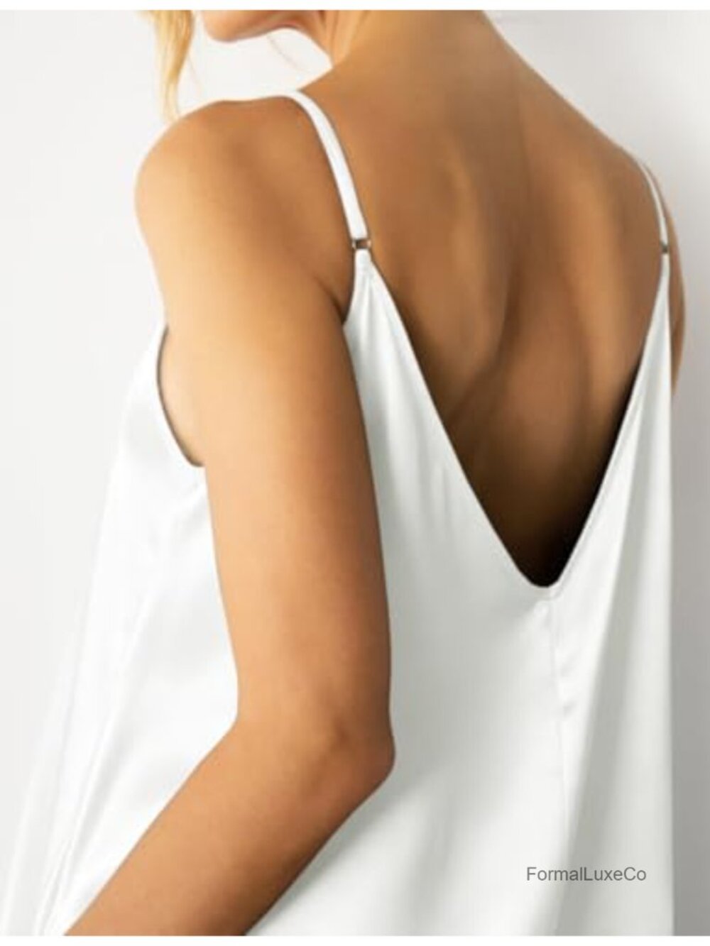 Satin Wide Leg Jumpsuit Sleeveless V-Neck Dressy Date Night Outfit - Picture 3 of 6